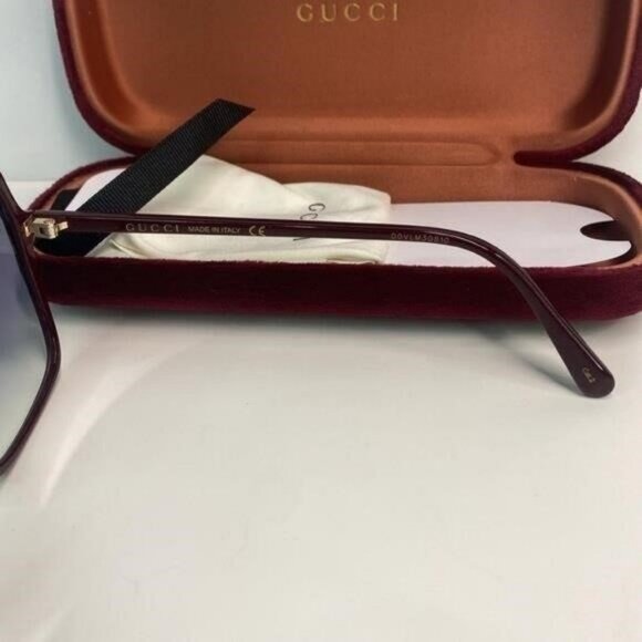 💯- New Authentic GUCCI  Oversized Square GG0544S Sunglasses Burgundy - Picture 9 of 13